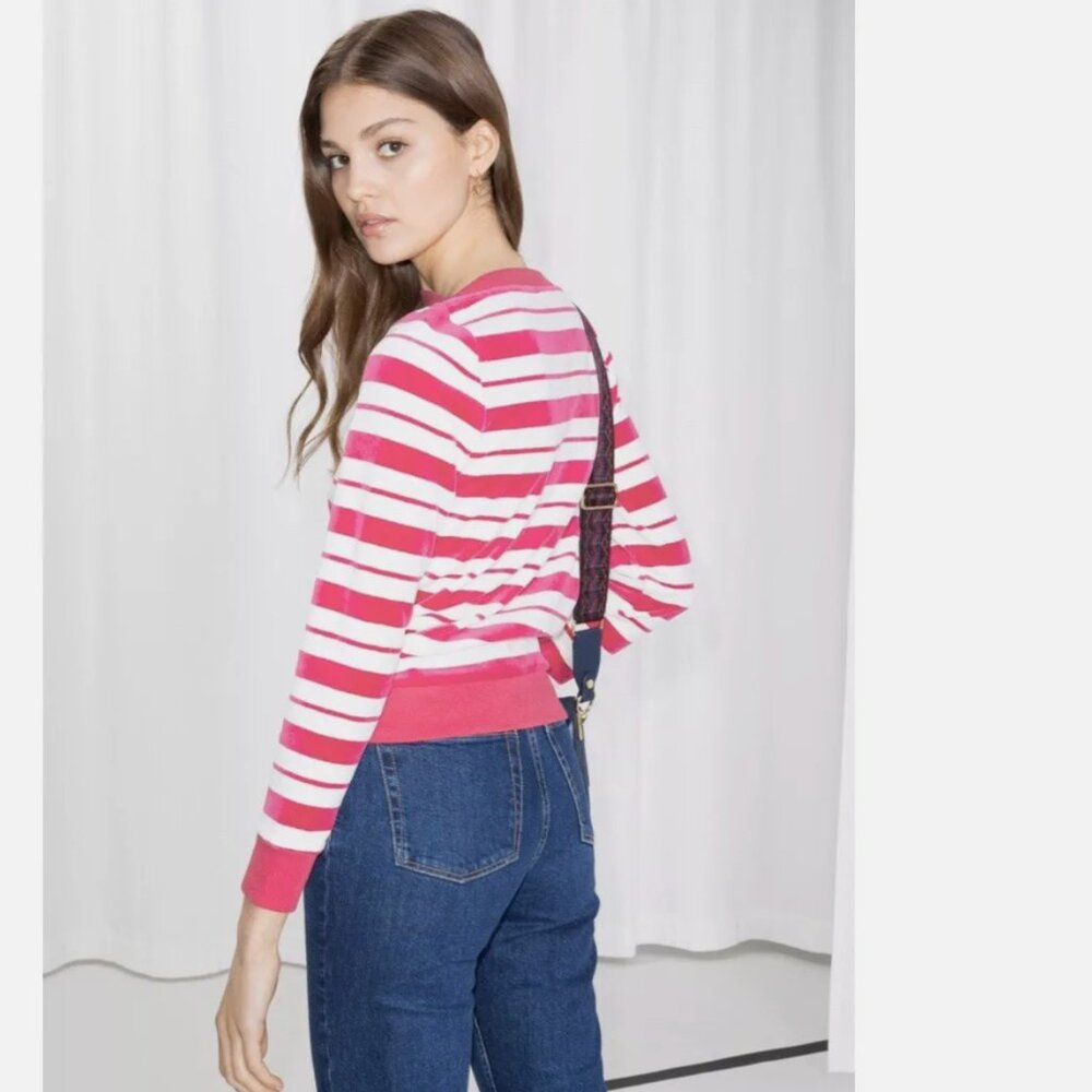 NWT & other stories pink stripe bateau neck top size 4